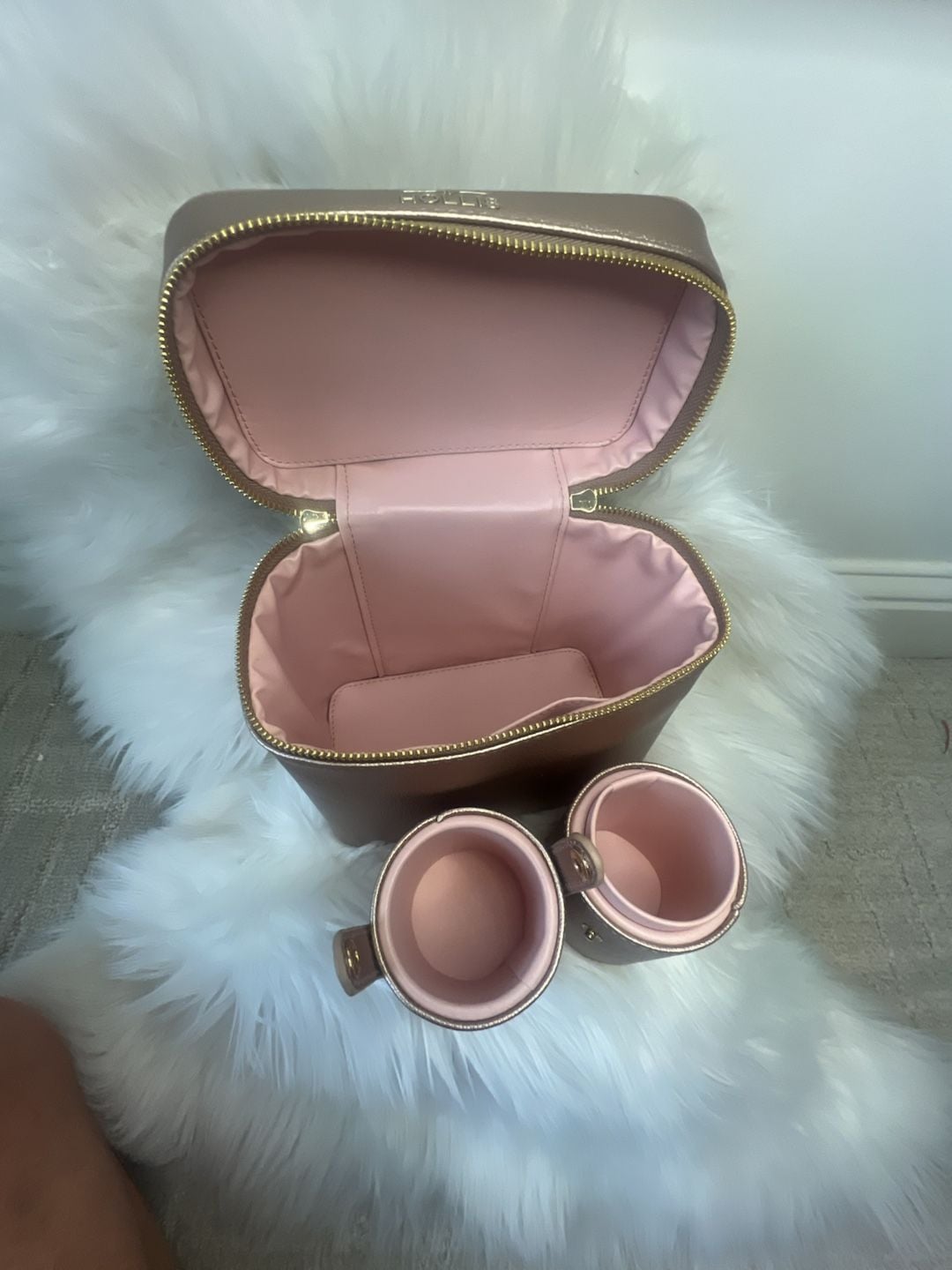 Hollis Rose Gold Faux Leather Makeup Train Case With Matching Brush Holder Set — image 3 of 3